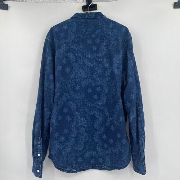DEUS EX MACHINA Blue Star Camouflage Western Denim Snap Up Shirt Large - Picture 6 of 8